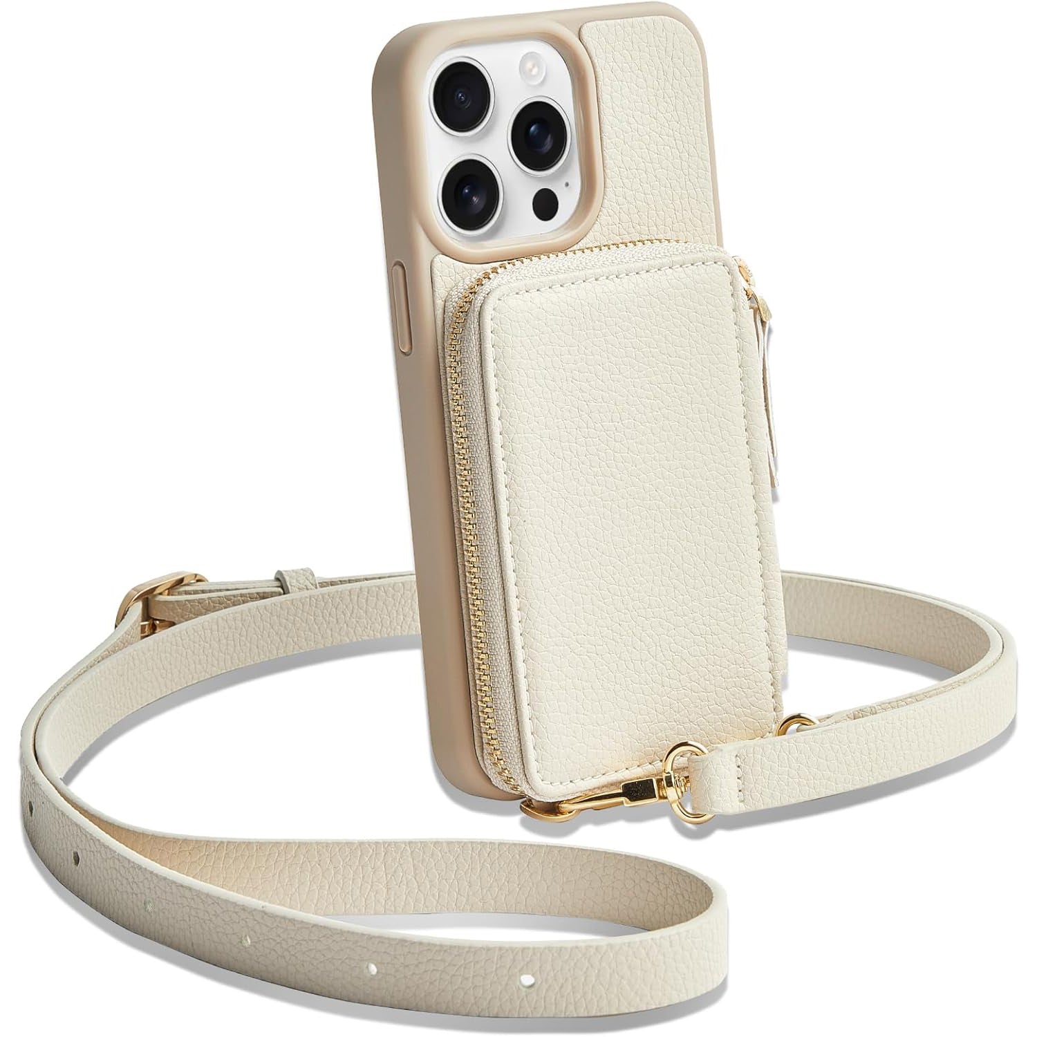 Wallet Case Crossbody – Card Holder Phone Purse with Wrist Strap, Blocking Zipper Cover