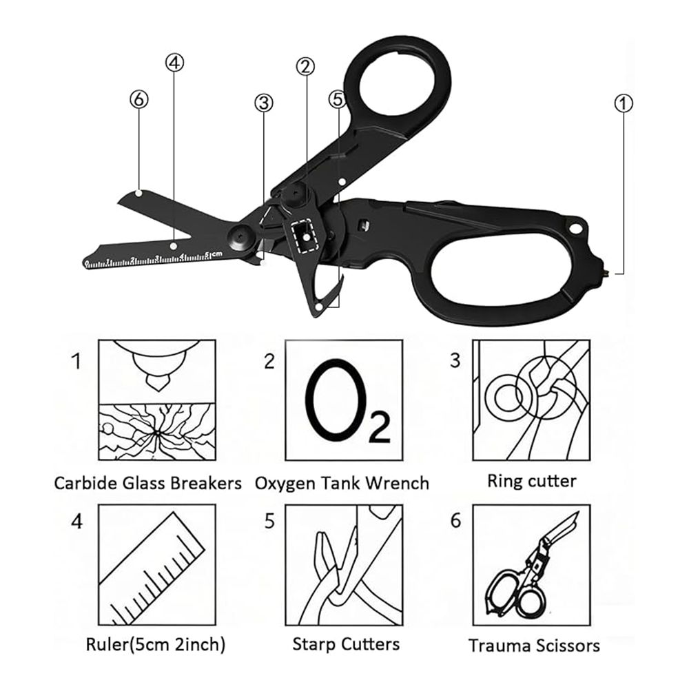 The trauma scissors are foldable (but do not come with a compatible sheath)