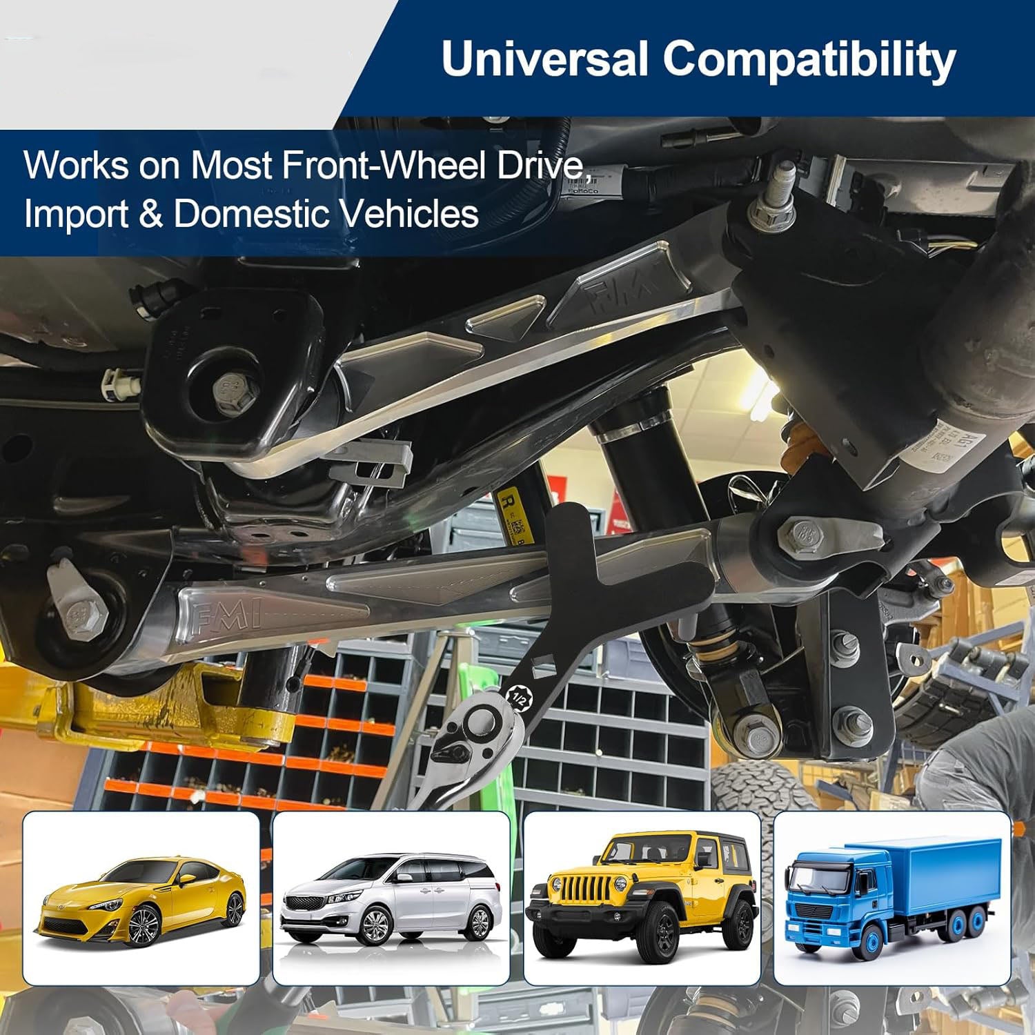 Lower Control Arm Puller Tool – Suspension Bushing Removal Tool, Compatible with 1/2-Inch Drive Breaker Bar