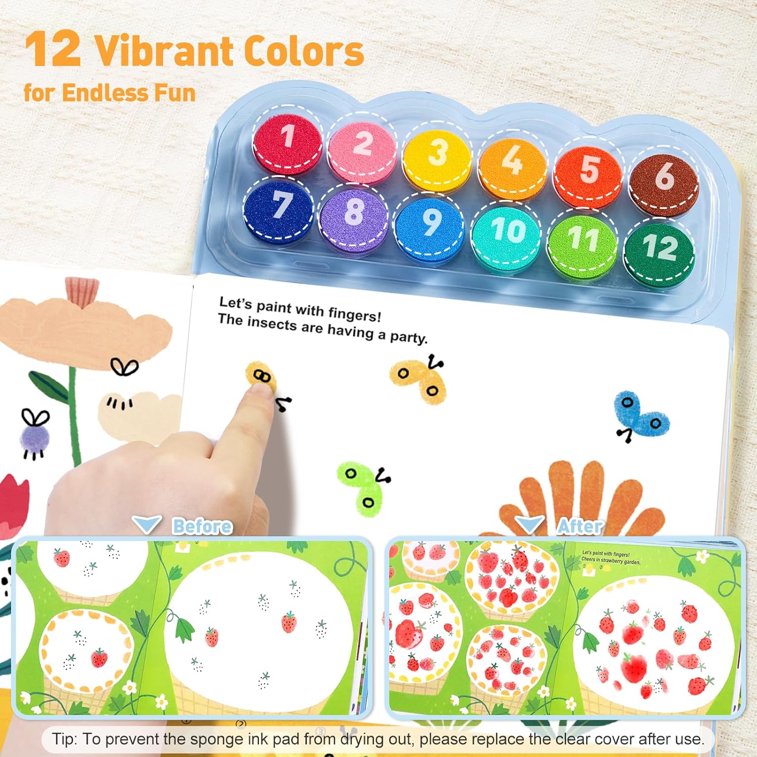 Fingerprint Coloring Book for Kids – 12 Colors Finger Painting Activity Book