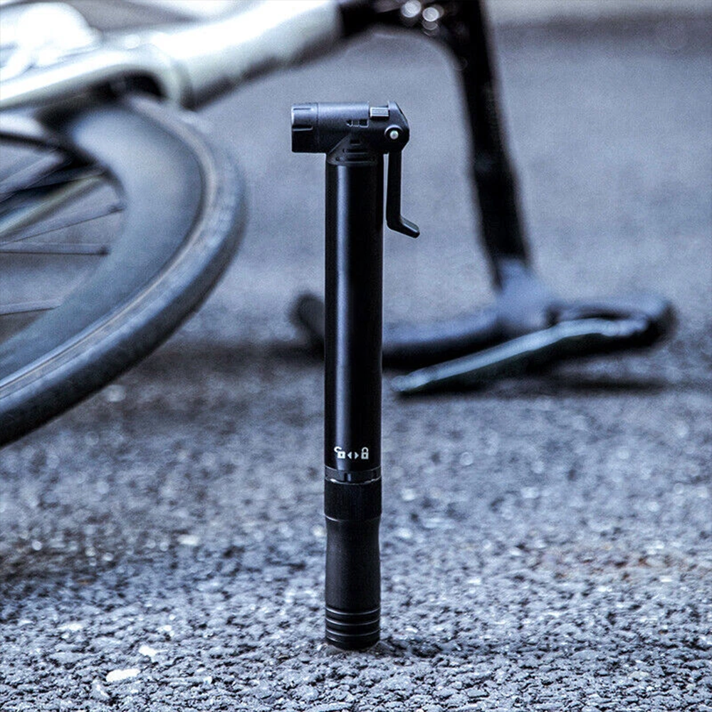 Portable bicycle air pump with rebound repair tools and bicycle accessories