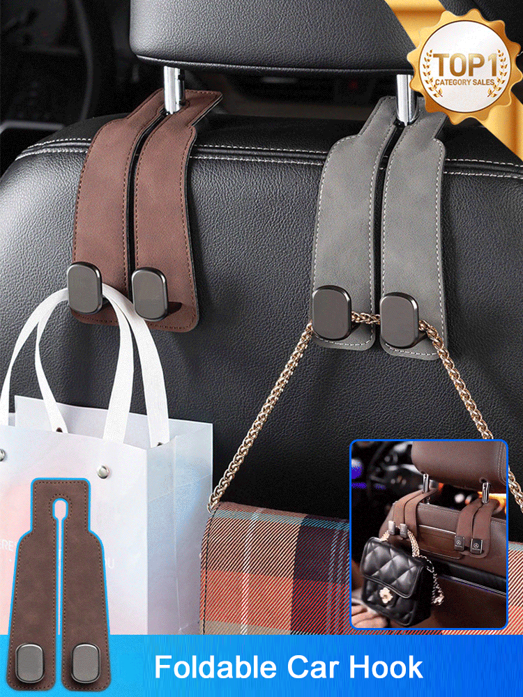 Flip Leather Car Seat Back Cell Phone Holder Hooks
