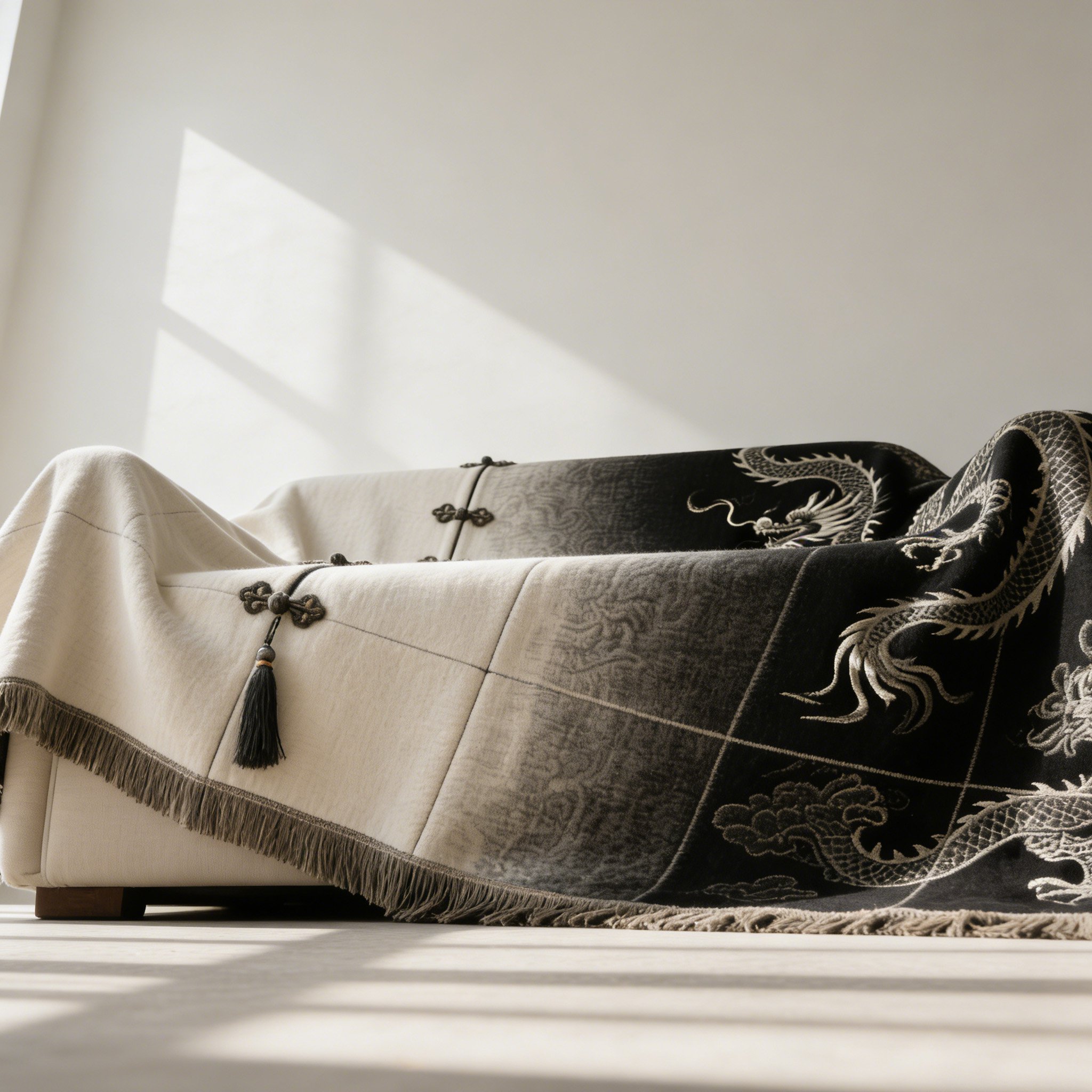 防塵保護沙發毯龍紋矩形款居家沙發展示