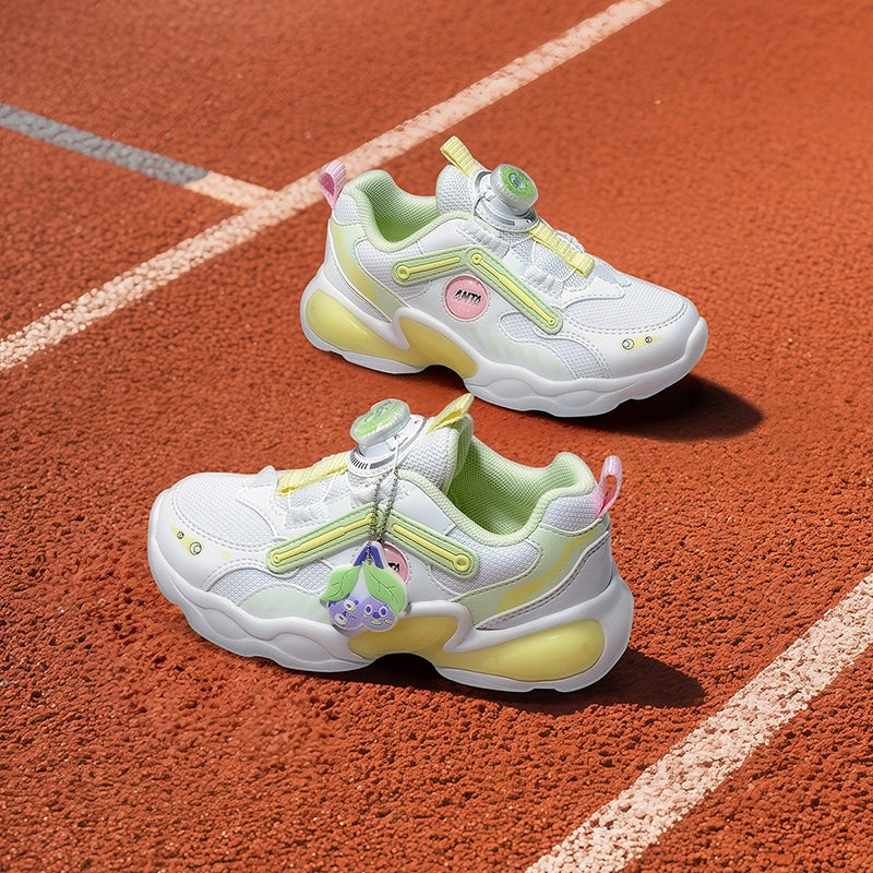 anta kids girls Running Shoes A225C9909-2 -white/green/yellow