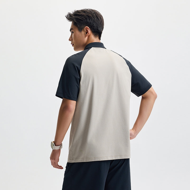 ANTA Men Cross-training Short Tee  -Gray/Black （Baju Polo Sukan Lelaki)