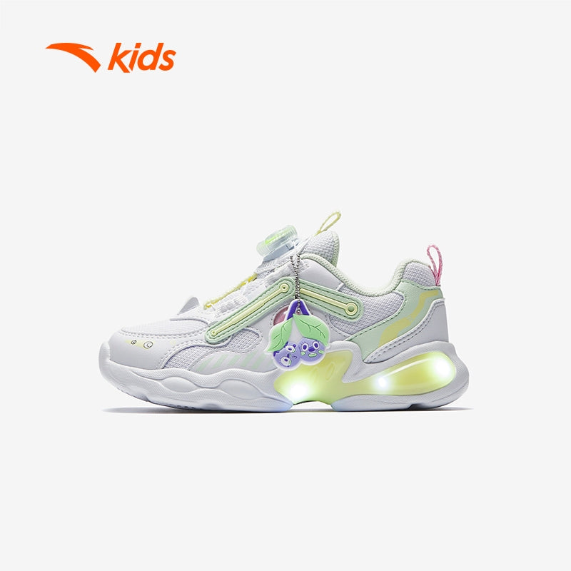 anta kids girls Running Shoes A225C9909-2 -white/green/yellow