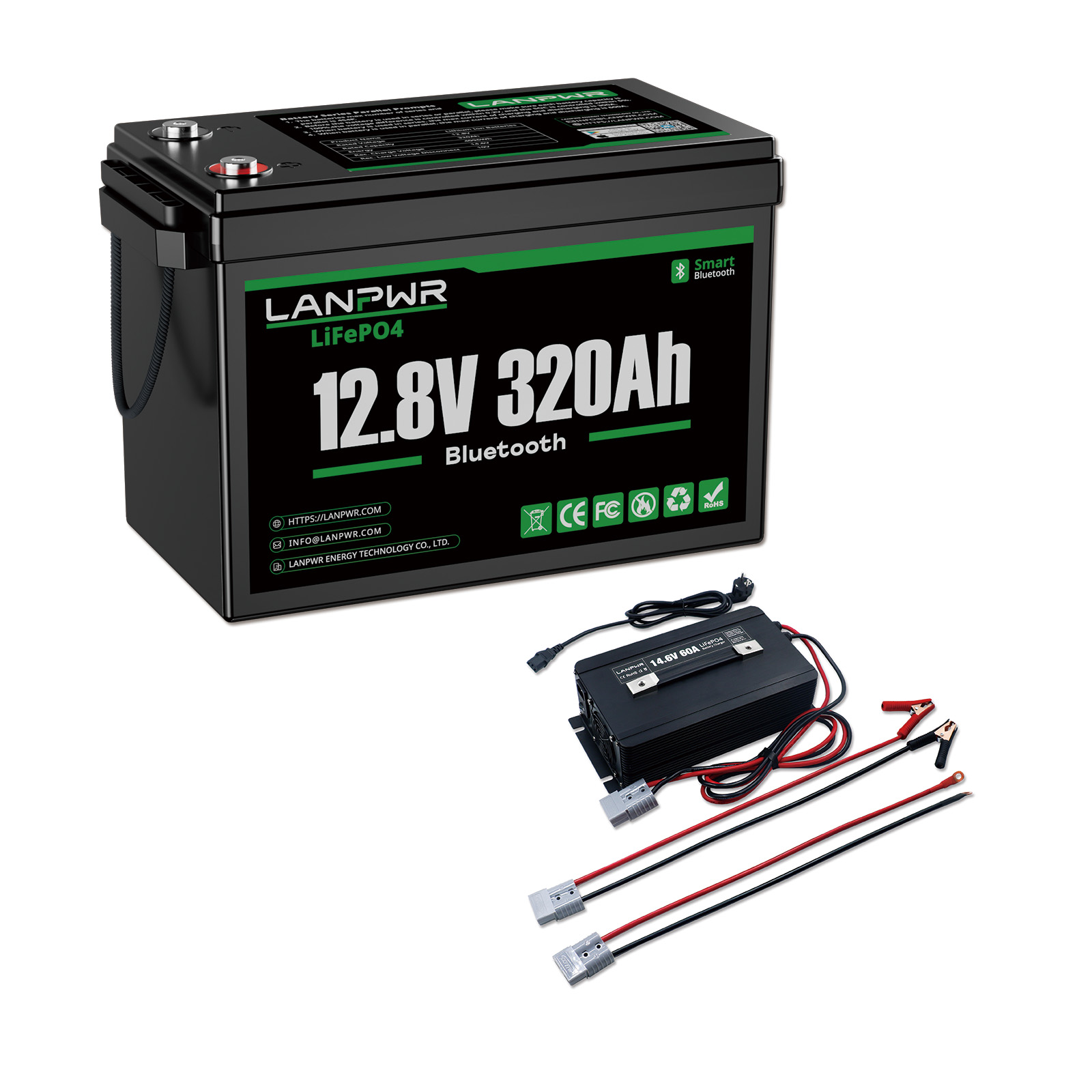 LANPWR 12V 320Ah LiFePO4 Bluetooth Battery for Motorhomes, Campervans & Marine Use