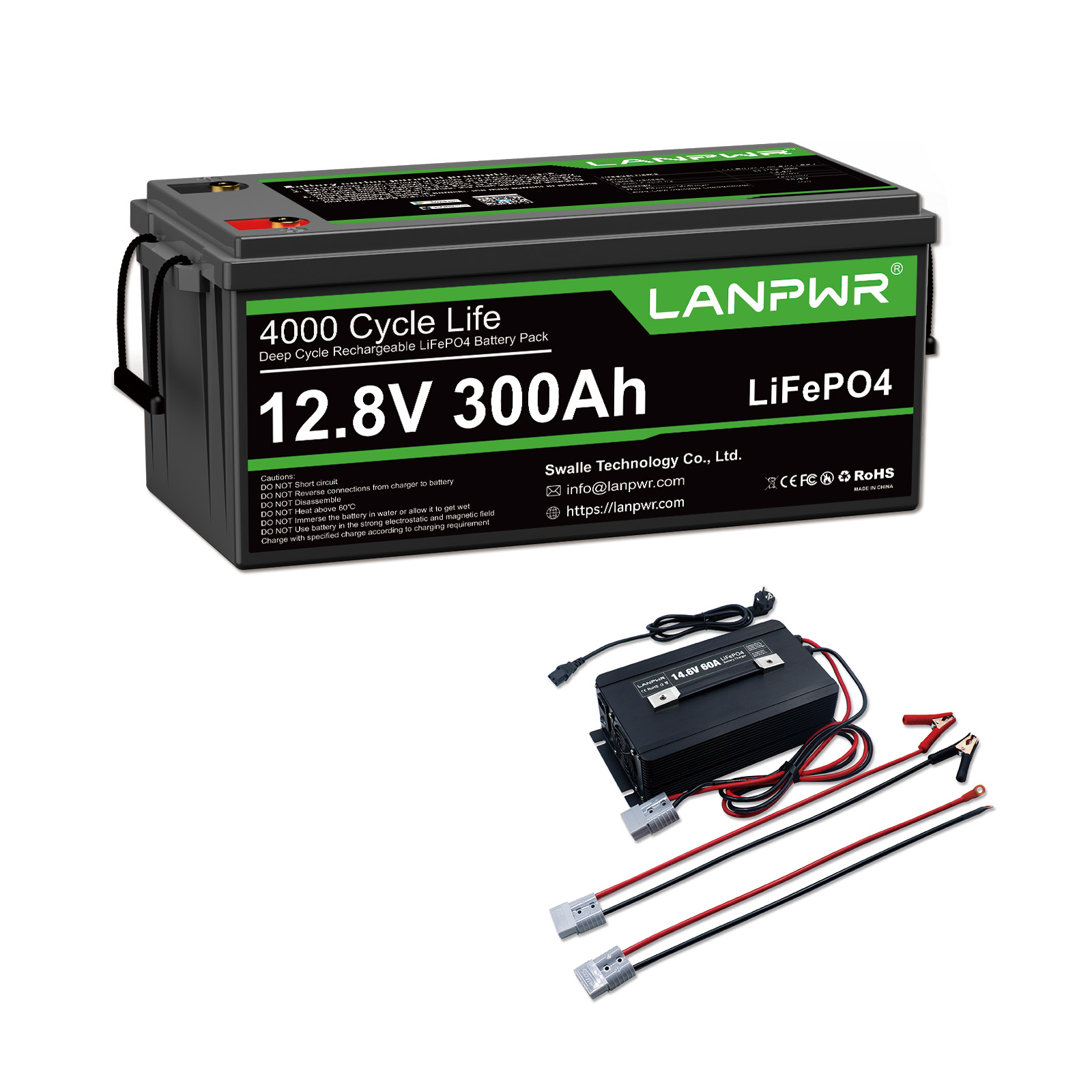 LANPWR 12V 300Ah LiFePO4 Battery with Bluetooth 5.0, Maximum Load Power 2560W, 3840Wh Energy