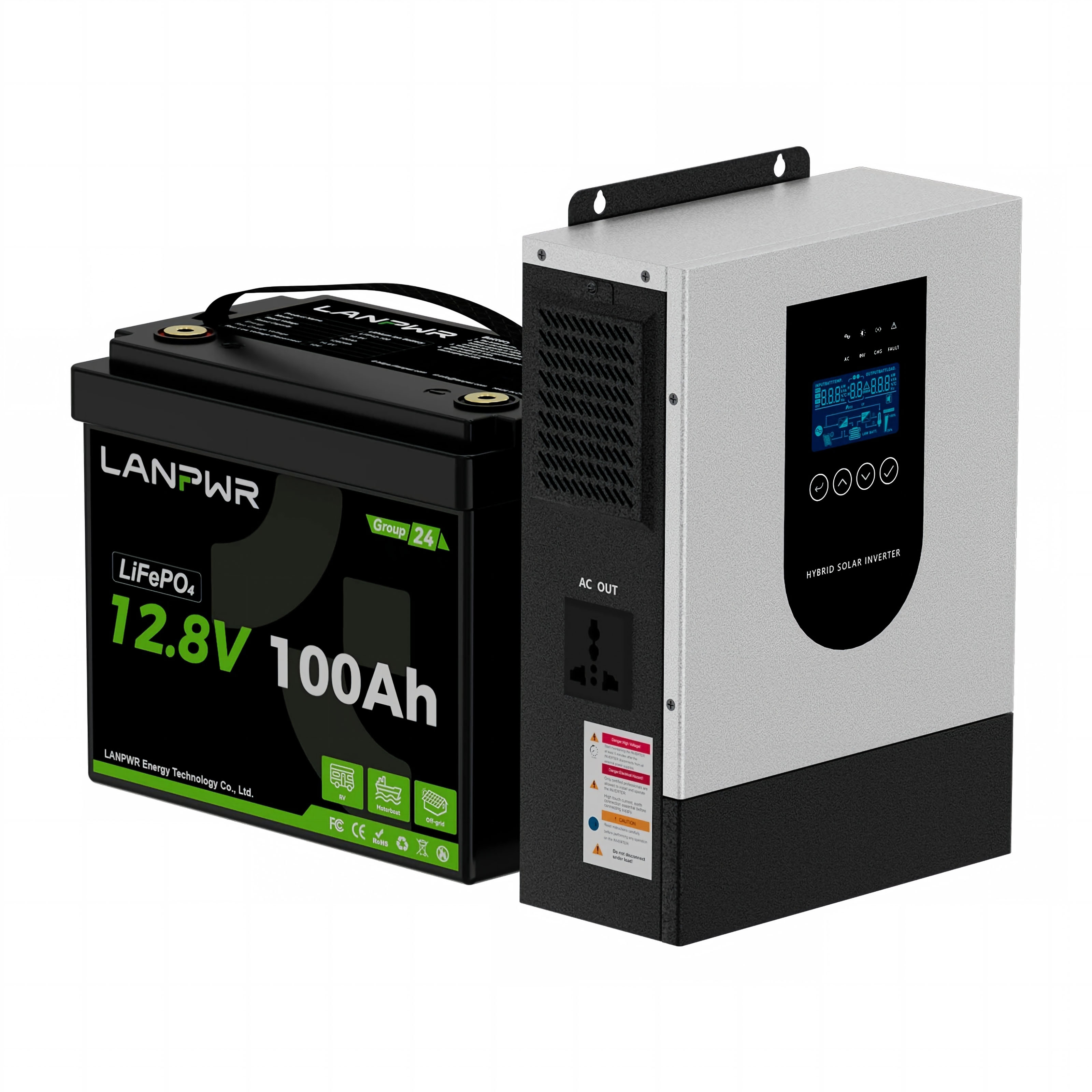 LANPWR 12V 100Ah G24 Mini Deep Cycle LiFePO4 Lithium Battery
