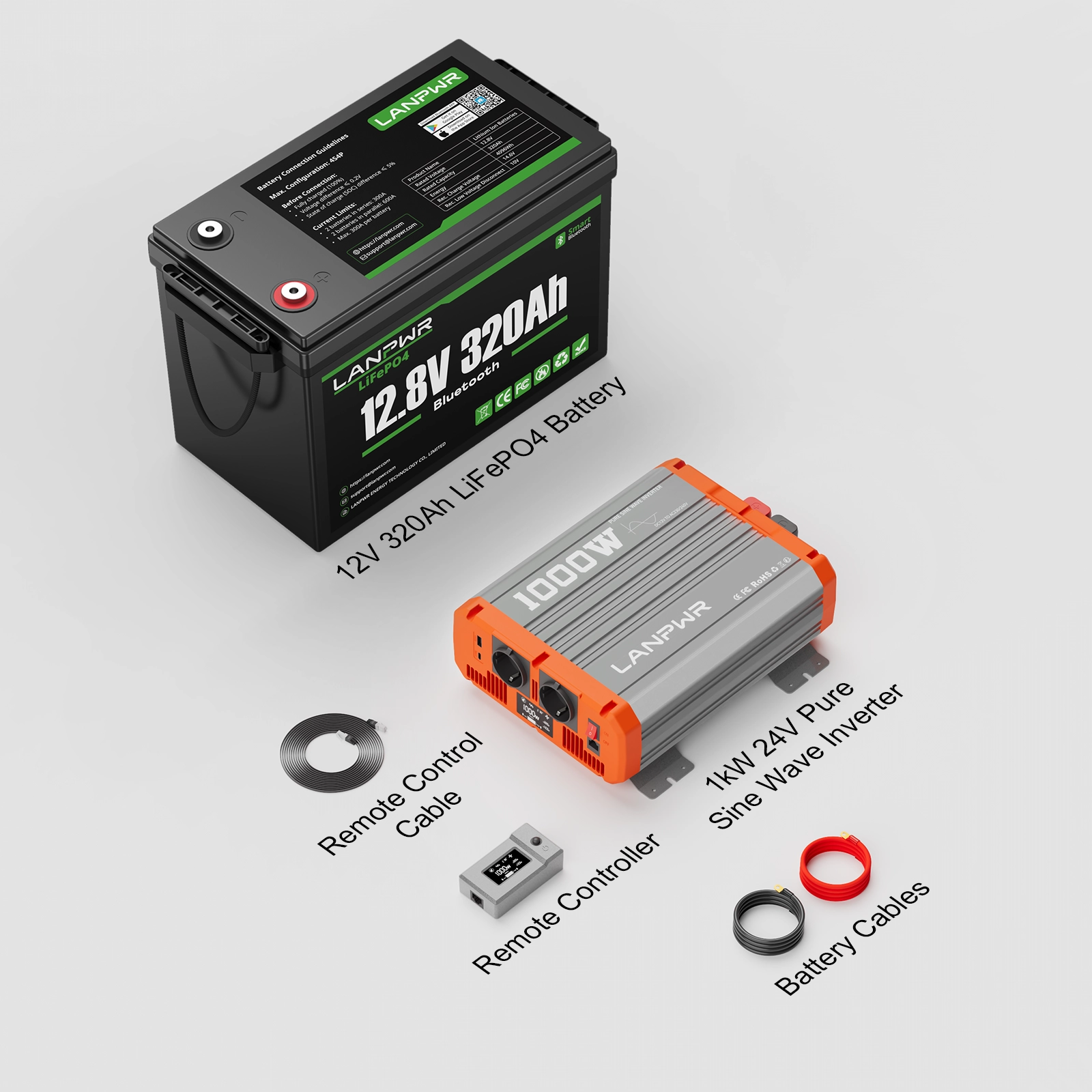 LANPWR 12V 320Ah Mini Bluetooth LiFePO4 Battery for Motorhomes, Campervans & Marine Use
