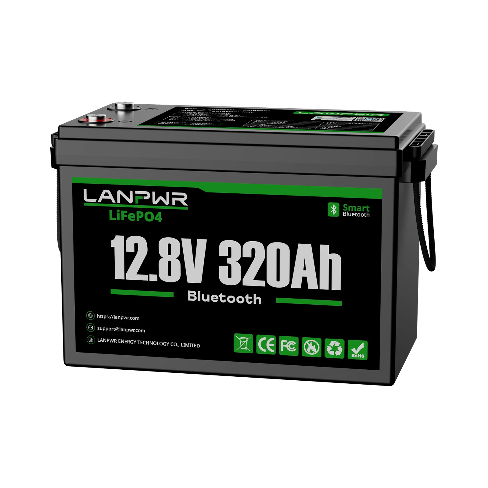 LANPWR 12V 320Ah LiFePO4 Bluetooth Battery for Motorhomes, Campervans & Marine Use