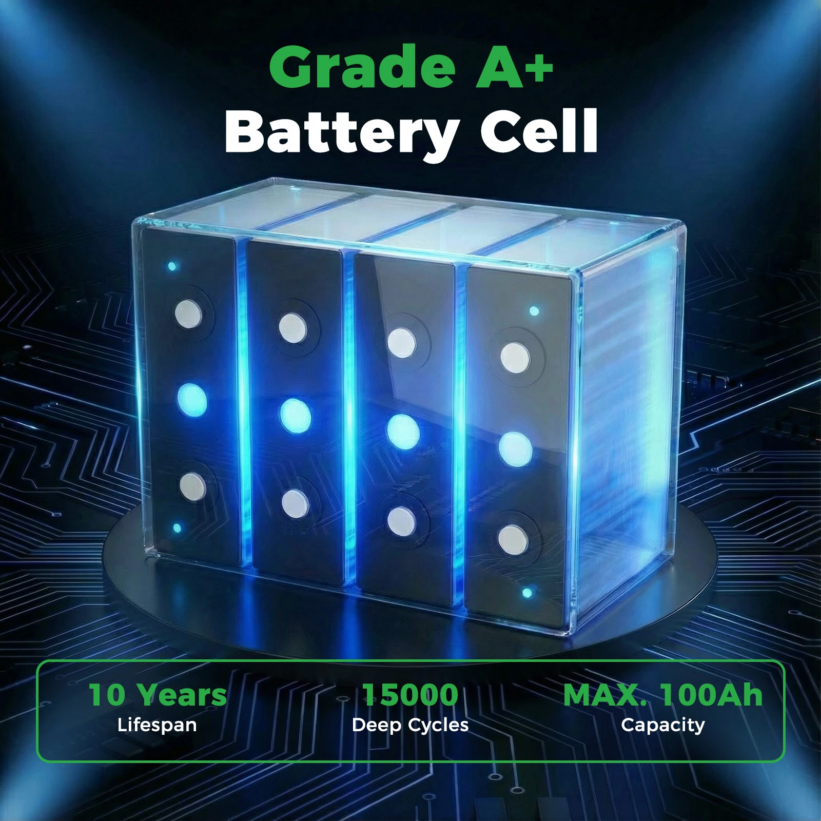 LANPWR 12V 100Ah G24 Mini Smart Deep Cycle LiFePO4 Lithium Battery