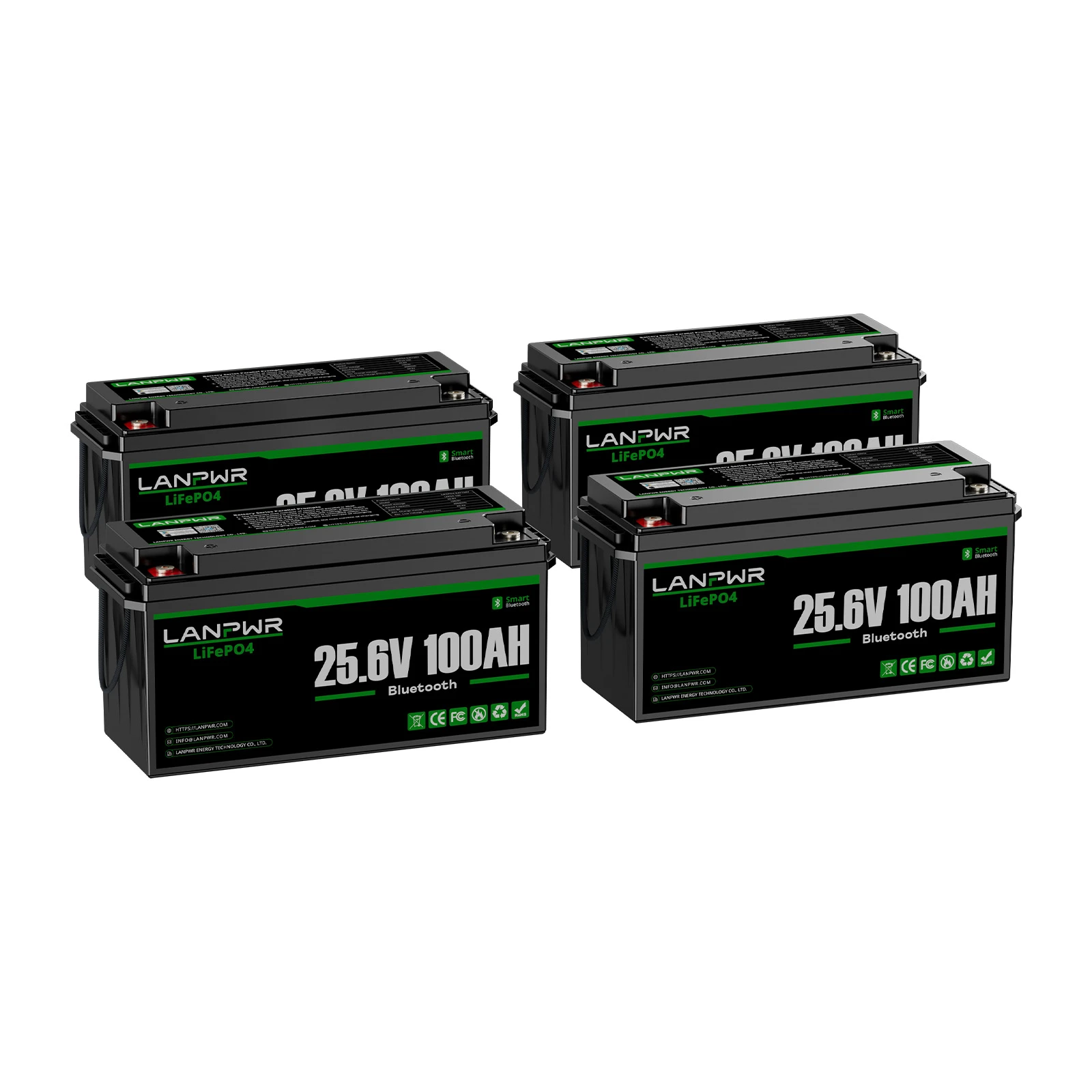 LANPWR 24V 100Ah LiFePO4 Battery with Bluetooth 5.0, Maximum Load Power 2560W, 2560Wh Energy