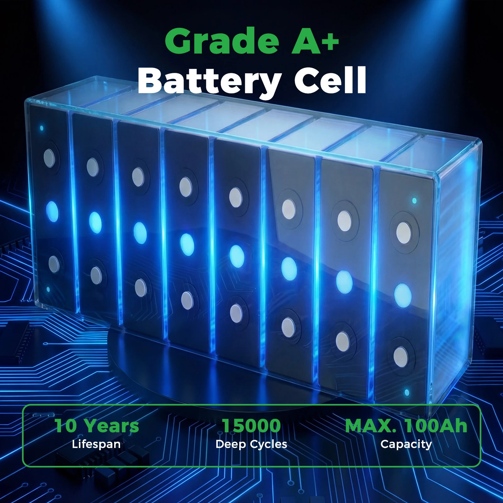 LANPWR 24V 100Ah LiFePO4 Battery with Bluetooth 5.0, Maximum Load Power 2560W, 2560Wh Energy