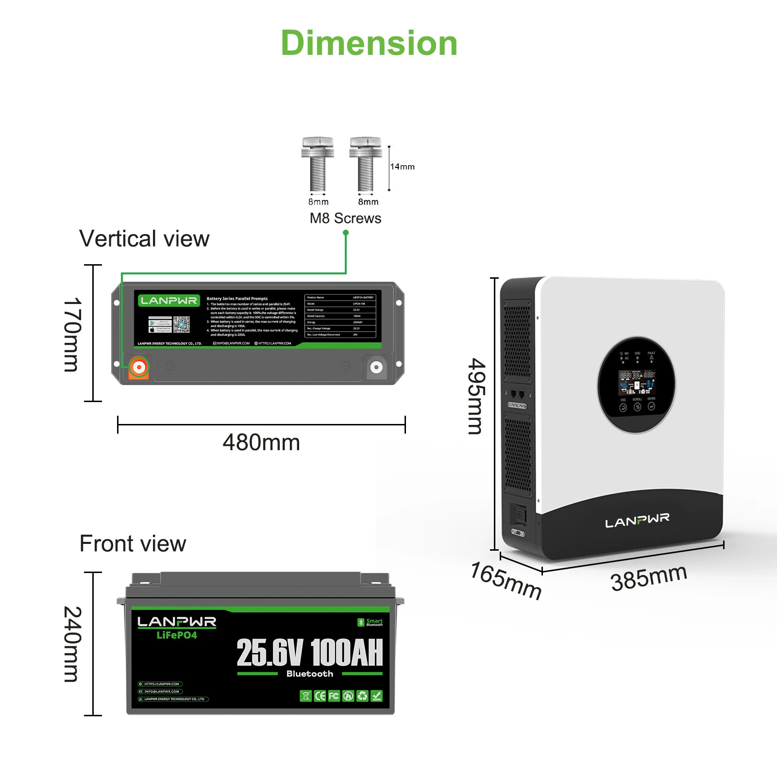 LANPWR 3kW 5.12kWh Complete MPPT Off Grid Solar Kit with 24V 100Ah LiFePO4 Battery