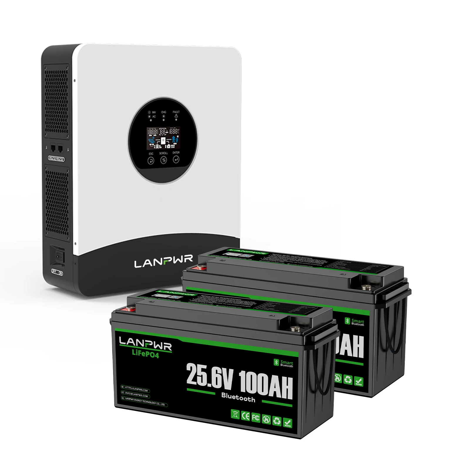 LANPWR 3kW 5.12kWh Complete MPPT Off Grid Solar Kit with 24V 100Ah LiFePO4 Battery
