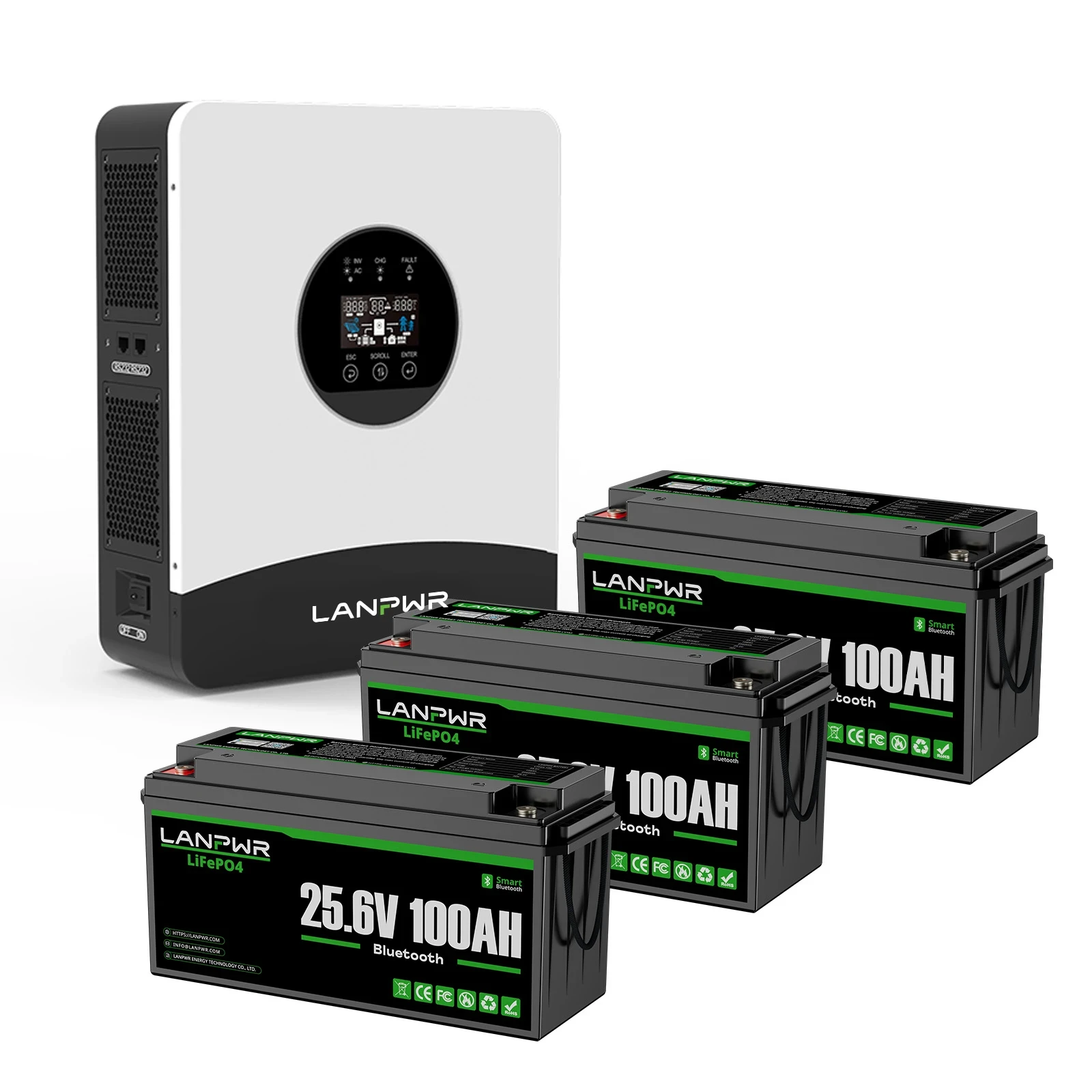 LANPWR 3kW 5.12kWh Complete MPPT Off Grid Solar Kit with 24V 100Ah LiFePO4 Battery