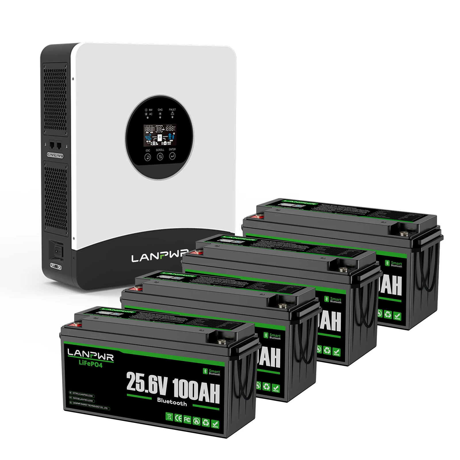 LANPWR 3kW 5.12kWh Complete MPPT Off Grid Solar Kit with 24V 100Ah LiFePO4 Battery