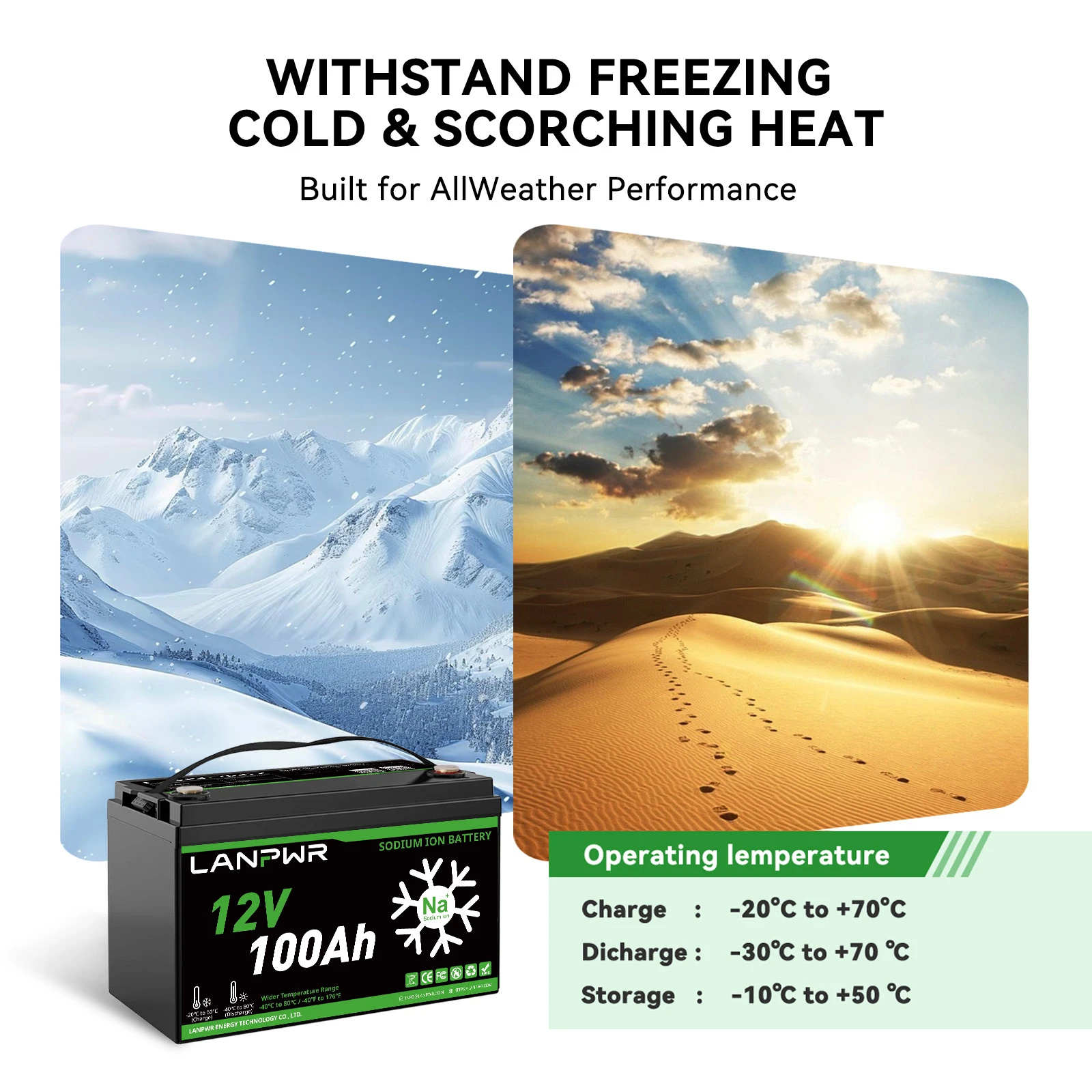 LANPWR 12V 100Ah Sodium-Ion Battery – Reliable Charging at -20°C