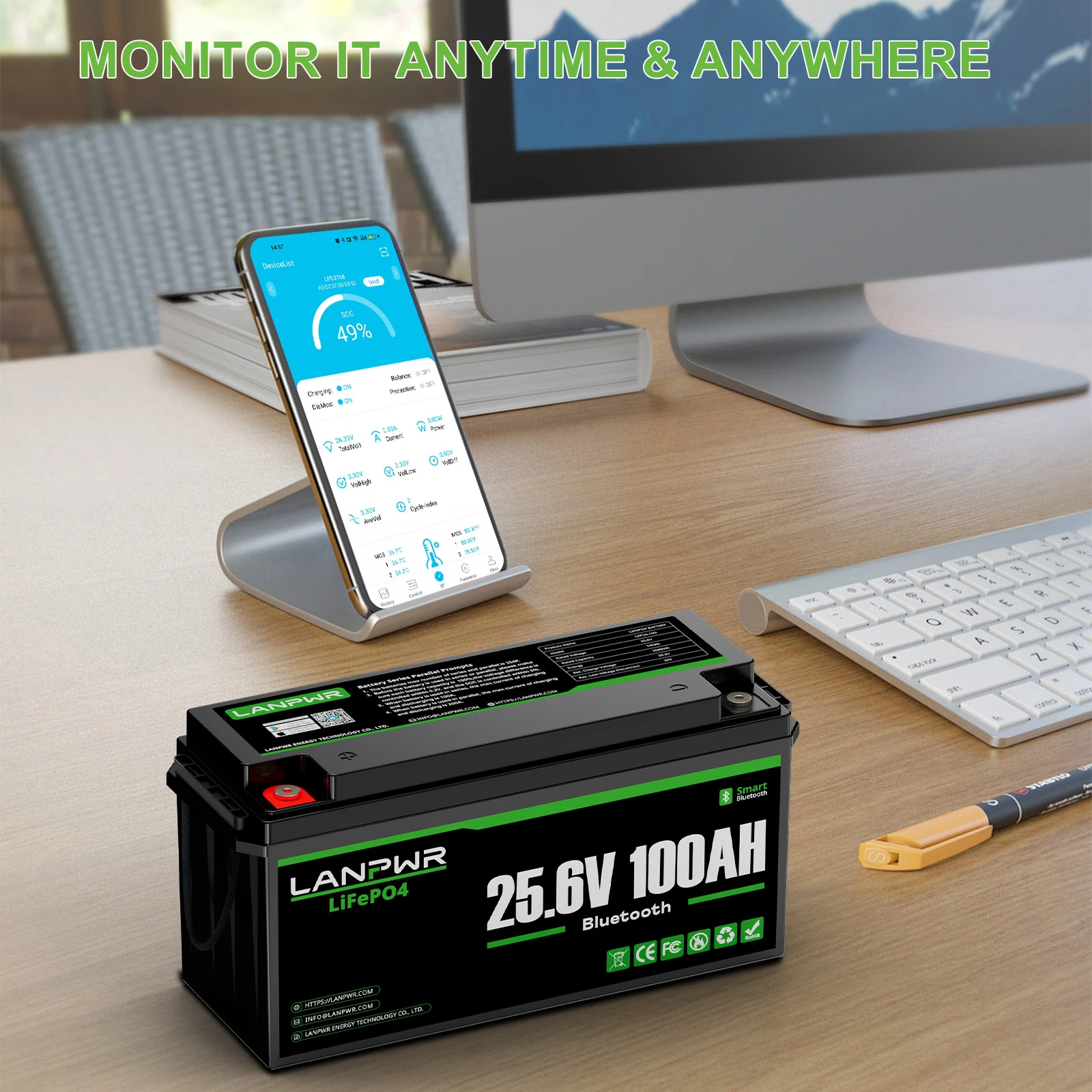 LANPWR 3600W 5120Wh Off‑Grid Solar Kit - 24V 3600W Off-grid Inverter, 2x24V 100Ah Lithium Battery