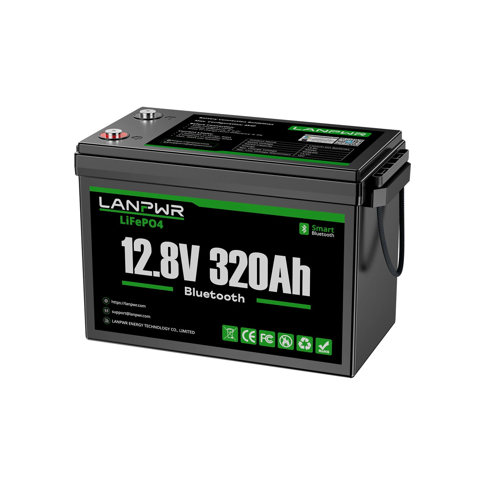 LANPWR 12V 320Ah LiFePO4 Bluetooth Battery for Motorhomes, Campervans & Marine Use