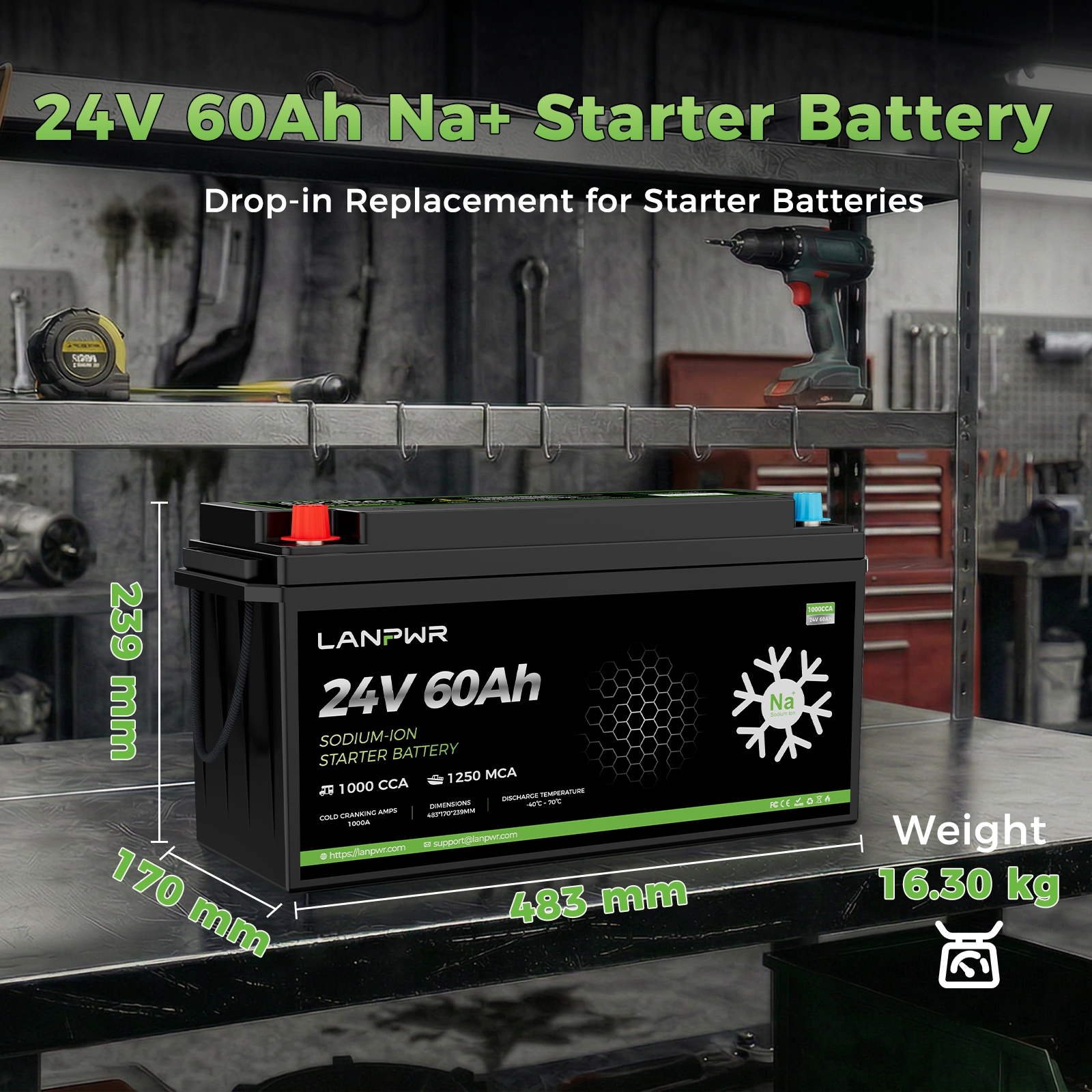 1000CCA 24V Starter Battery 24V 60Ah for Trucks, Buses & Heavy Vehicles | LANPWR