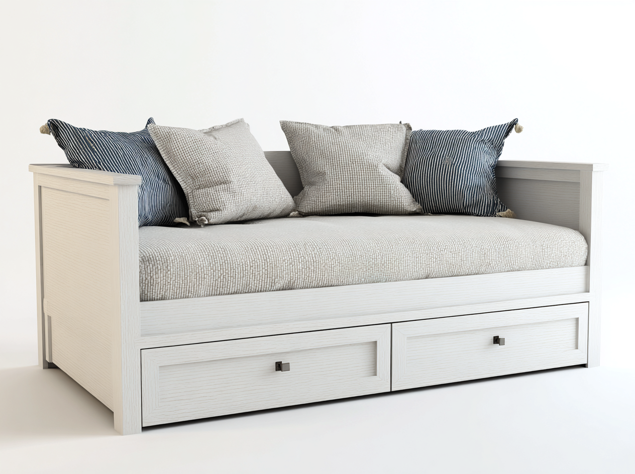 Sofa Bed solid wood frame 200x90x85 cm - white - convertible design-Cozygetbase