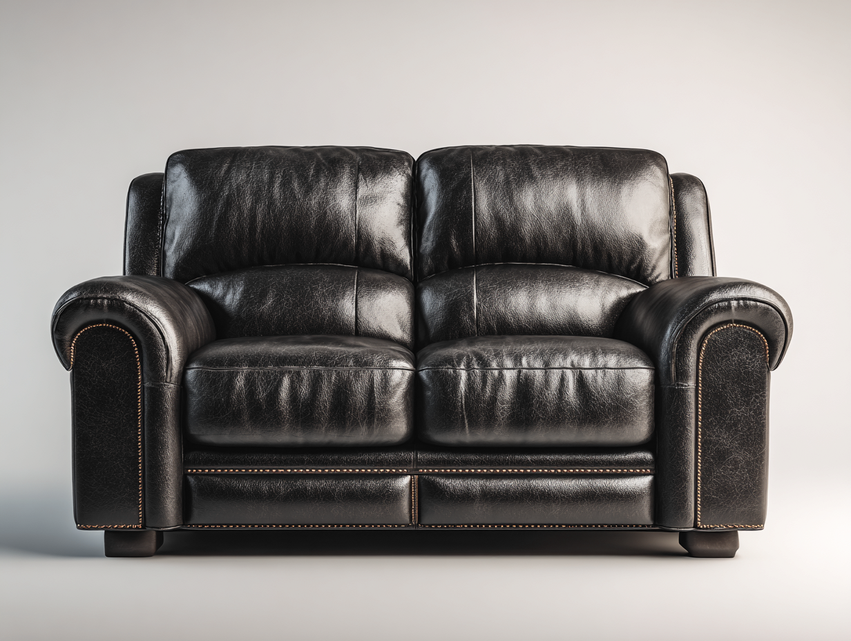 2 Seater Sofa leather upholstered sofa 185x92x88 cm - black - classic comfort design-Cozygetbase
