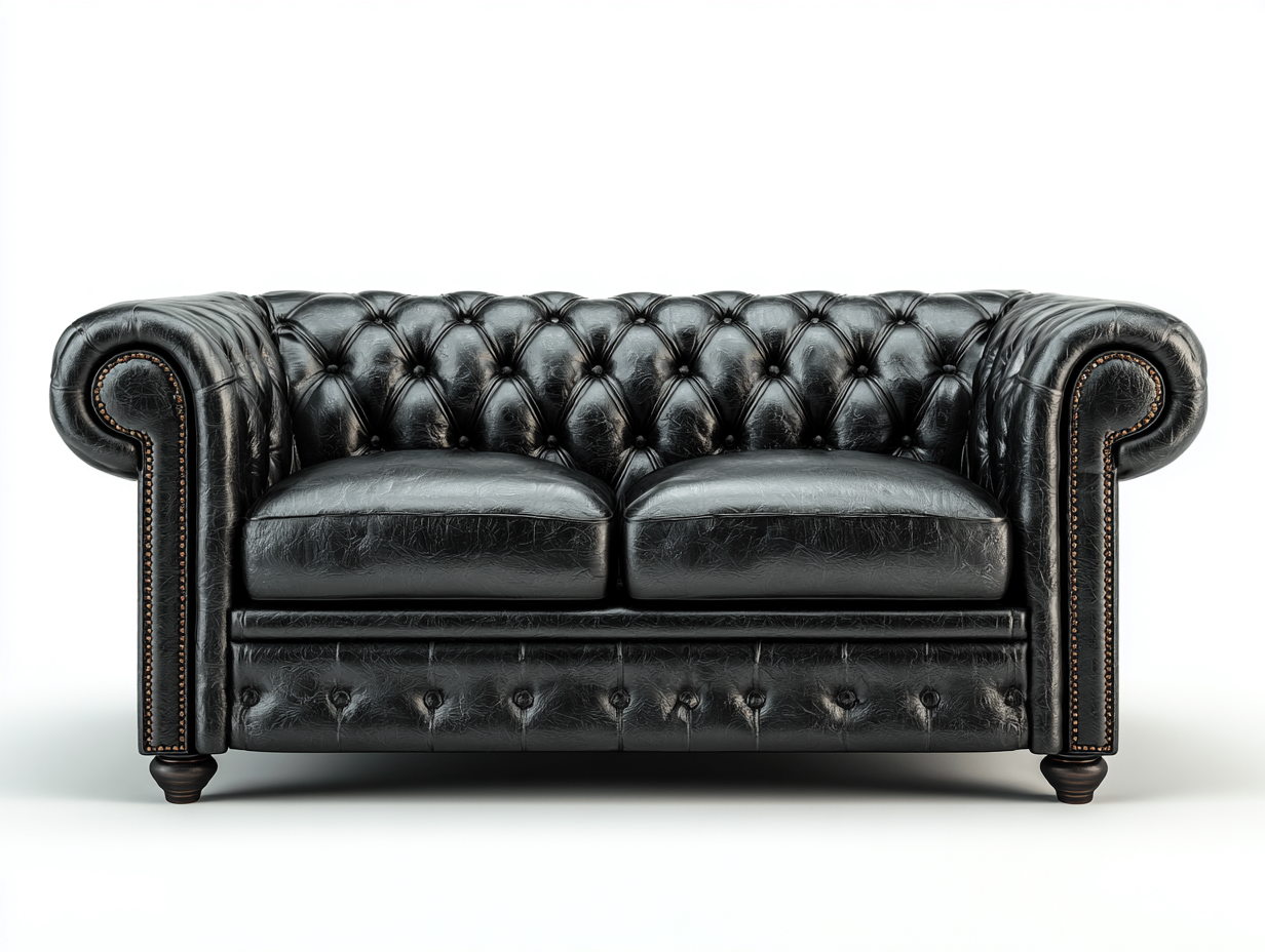 2 Seater Sofa leather upholstery 190x95x85 cm - black - classic chesterfield design-Cozygetbase
