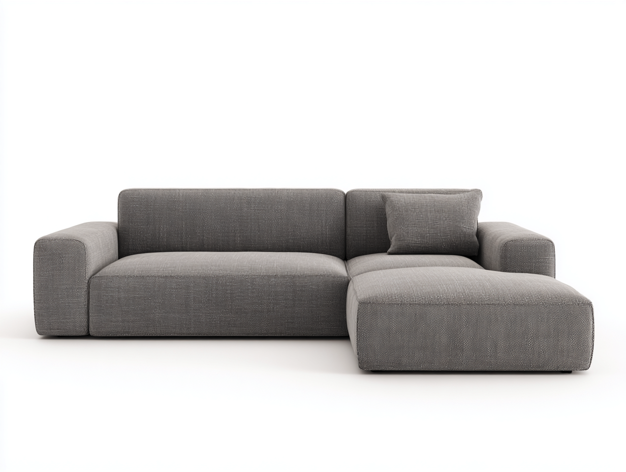 Corner Sofa Upholstered Fabric Frame 265x165x82 cm - Grey - Modern Comfort Design-Cozygetbase