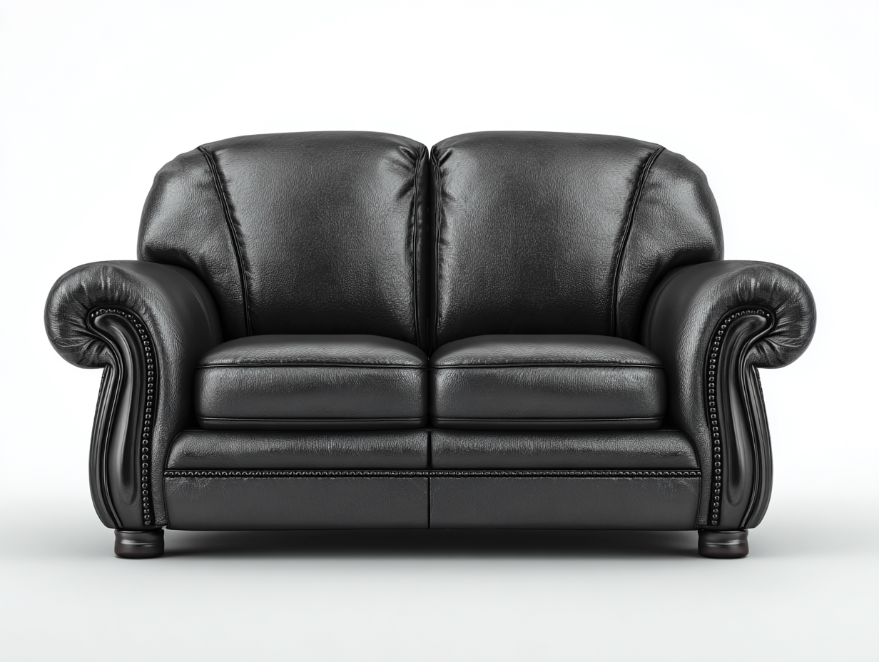 2 Seater Sofa - Faux Leather Upholstery - 170x92x90 cm - Black - Classic Comfort Design-Cozygetbase