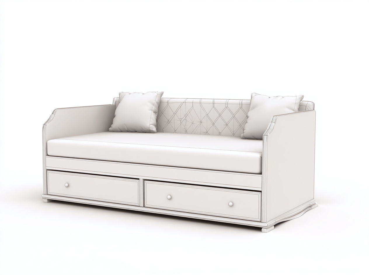 Sofa Bed Upholstered Frame 198x90x85 cm - White - Modern Storage Design-Cozygetbase