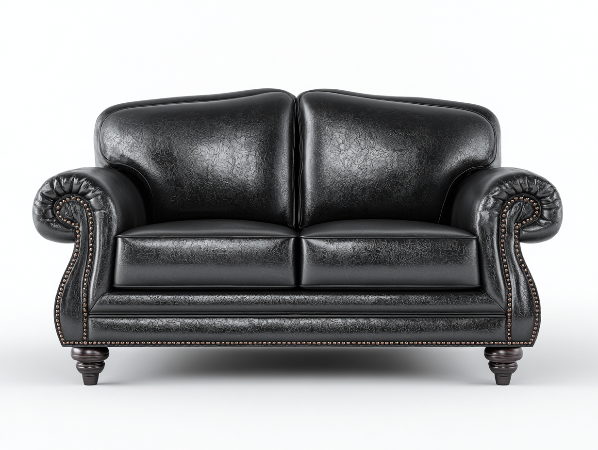 2 Seater Sofa leather upholstered sofa 180x90x85 cm - black - classic comfort design-Cozygetbase