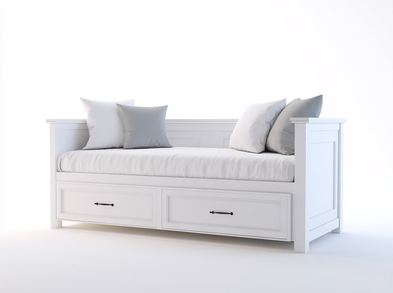 Sofa Bed wooden sofa bed with storage drawers 200x95x85 cm - white - classic multifunction design-Cozygetbase