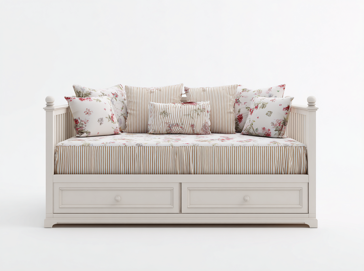 Sofa Bed Upholstered Frame 200x92x88 cm - Cream White - Classic Storage Design-Cozygetbase