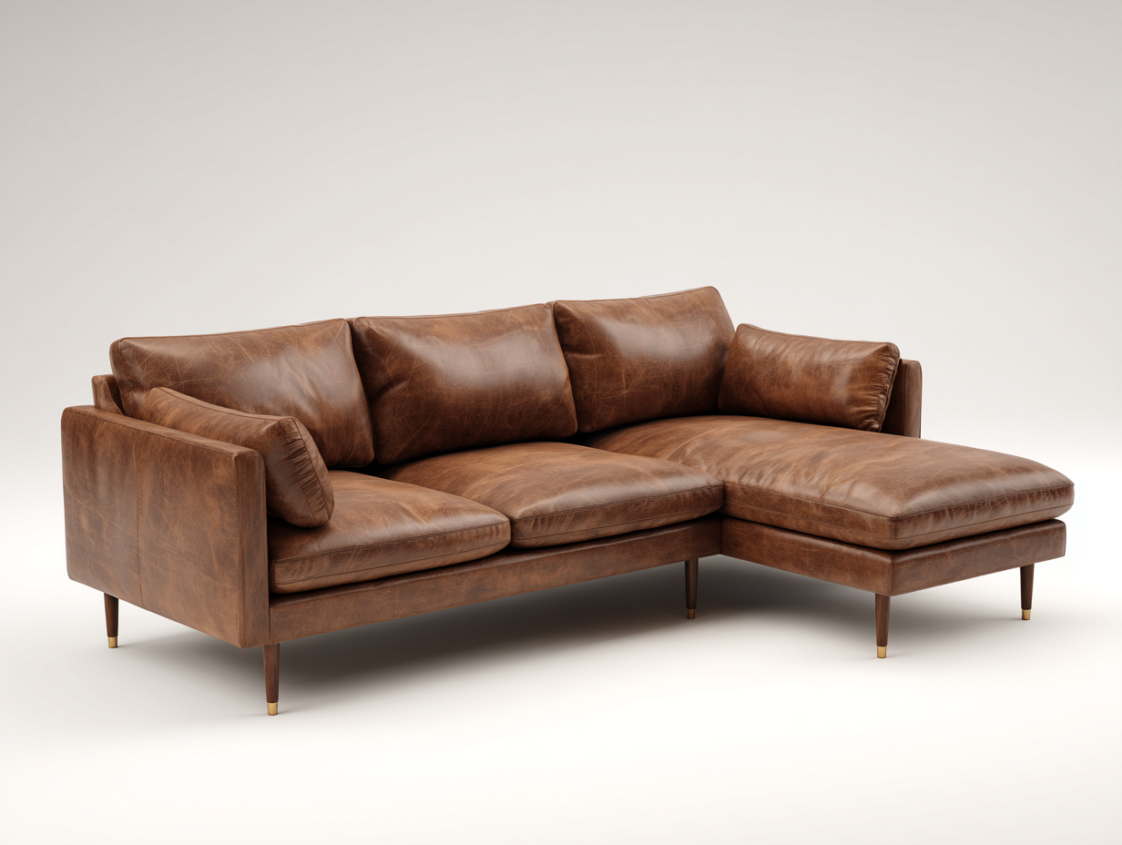 Corner Sofa leather upholstery 260x160x90 cm - brown - modern comfort design-Cozygetbase
