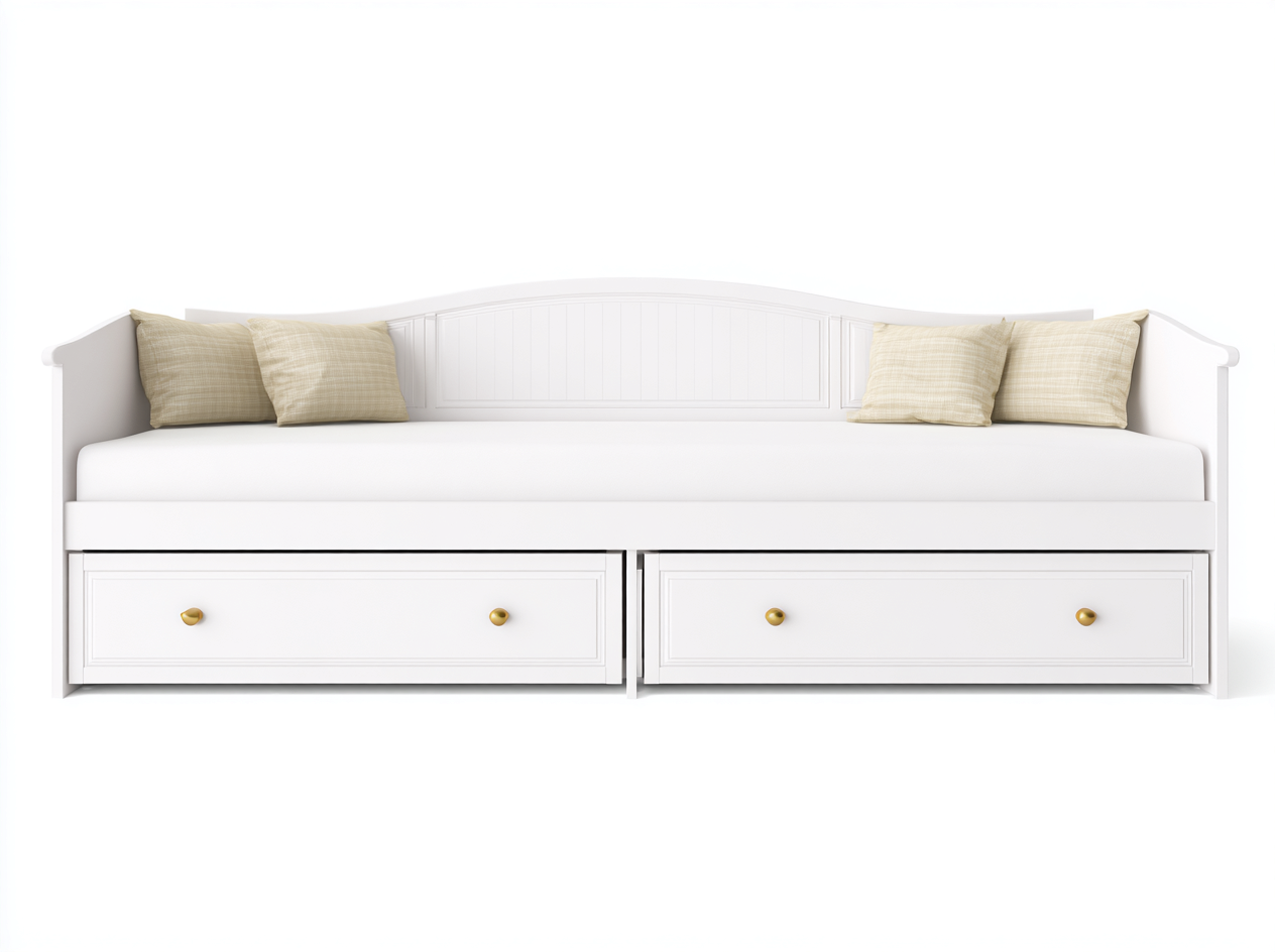 Sofa Bed - Solid Wood - 200x90x85 cm - White - Classic Storage Design-Cozygetbase