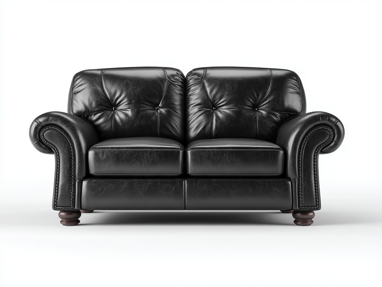 2 Seater Sofa leather upholstery 165x92x95 cm - black - classic tufted design-Cozygetbase