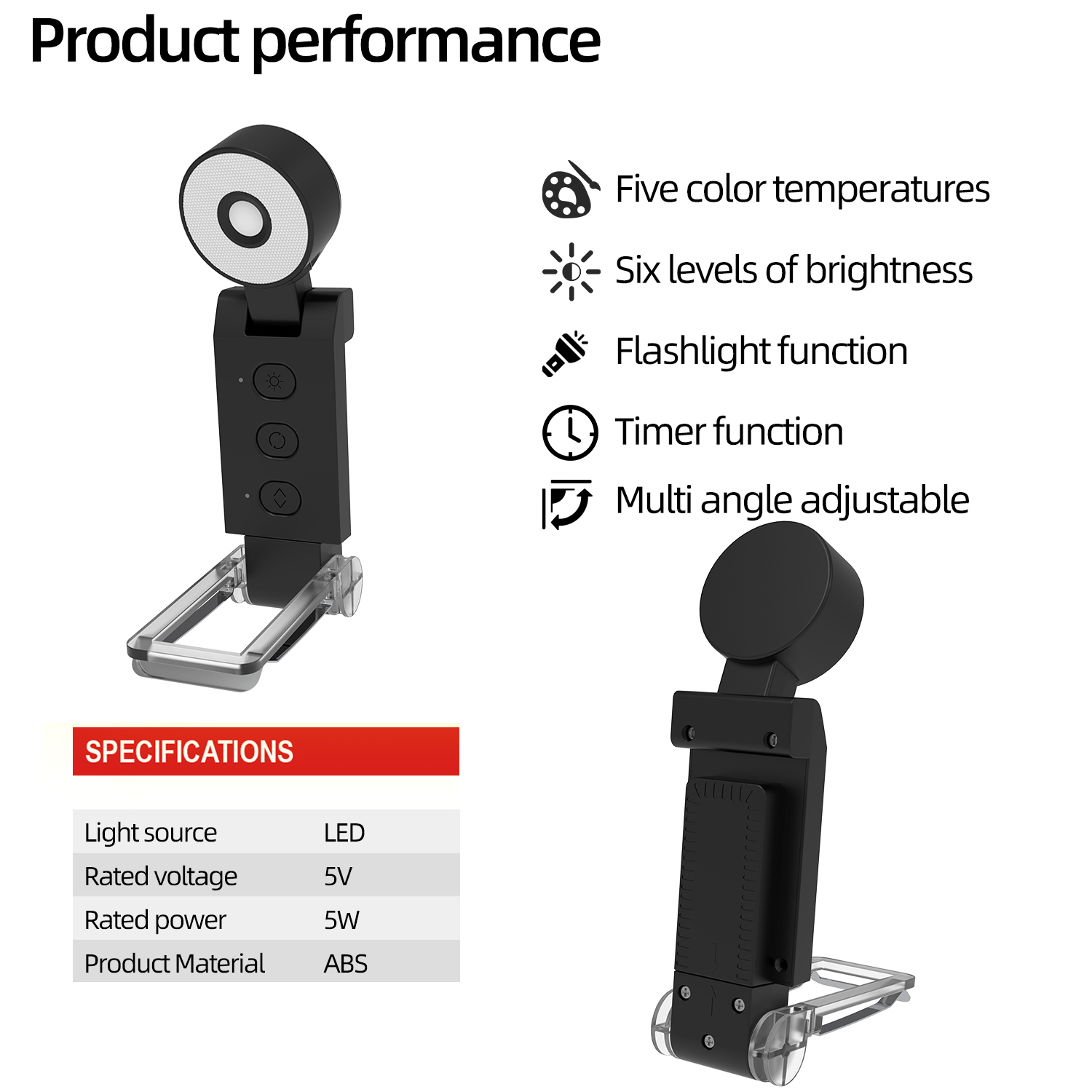 Functional Portable Eyecare Book Clip Light