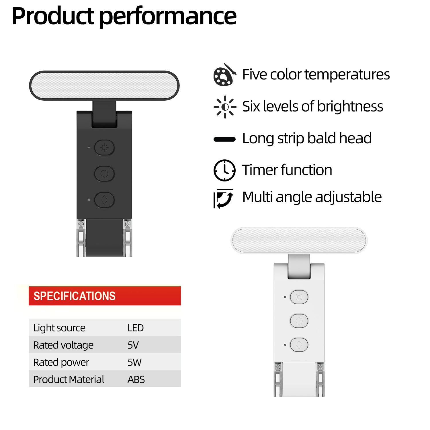 Portable Eyecare Reading Book Clip Light