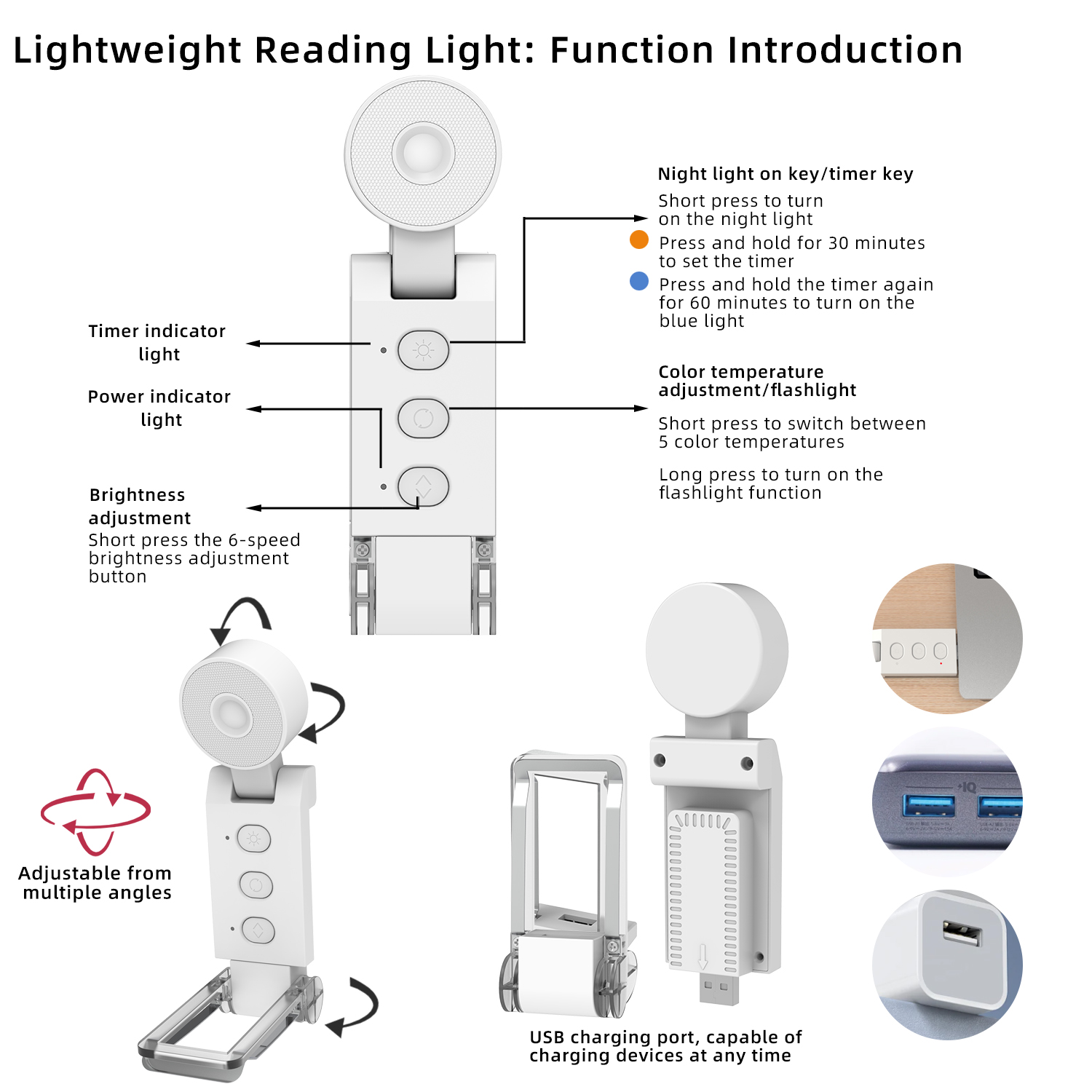 Functional Portable Eyecare Book Clip Light