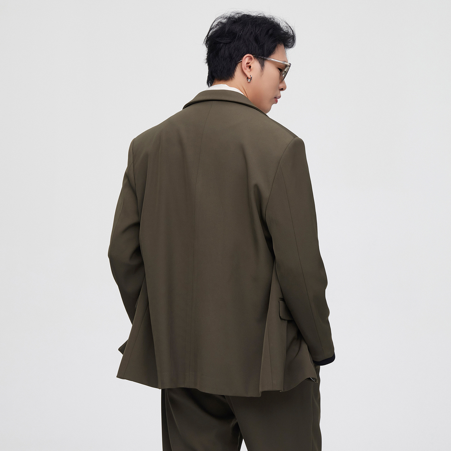 秋季時尚男士商務休閒外套寬鬆高級翻領雙排扣西裝
