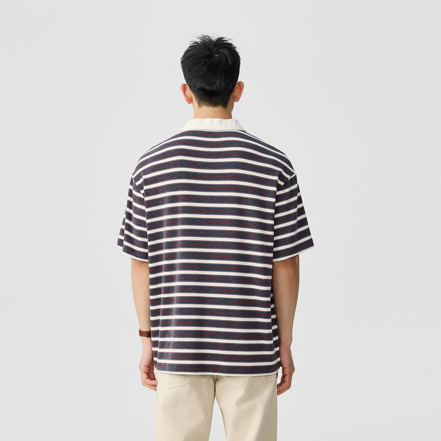 休閒條紋Polo衫老錢風男士夏季