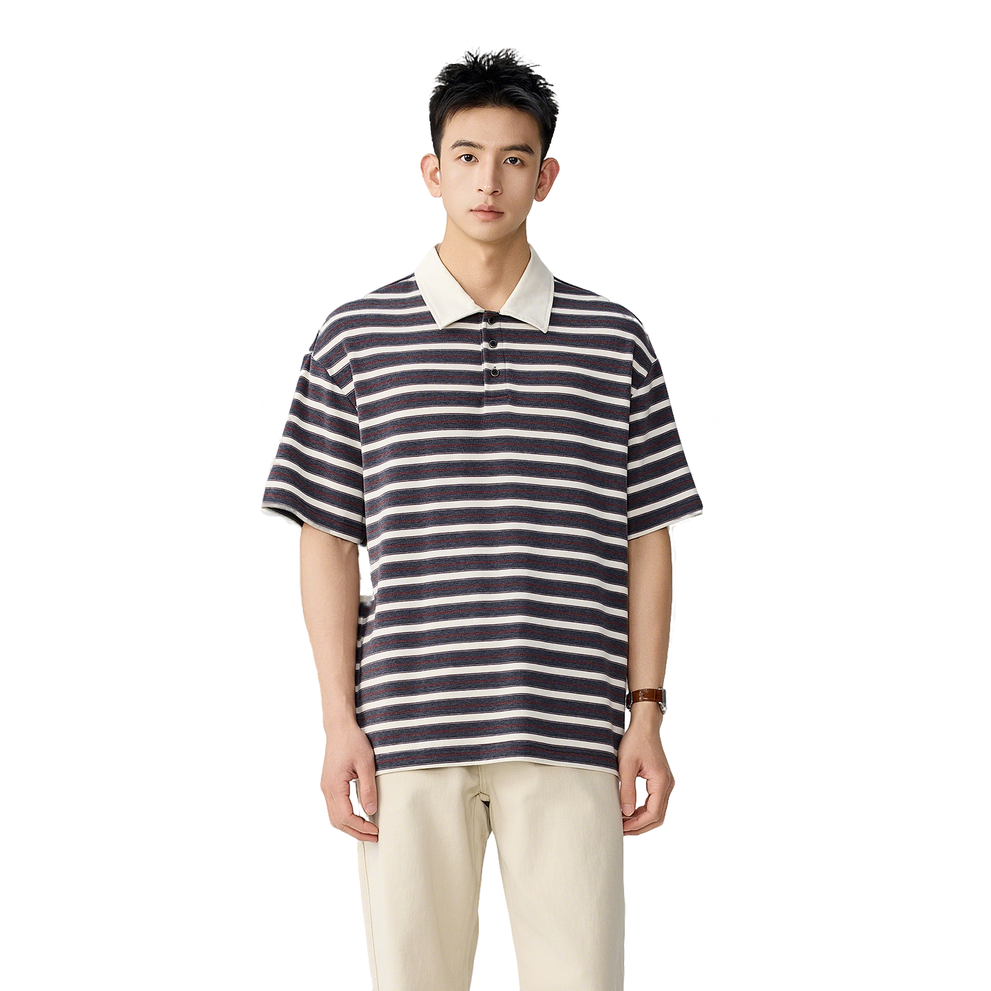 休閒條紋Polo衫老錢風男士夏季