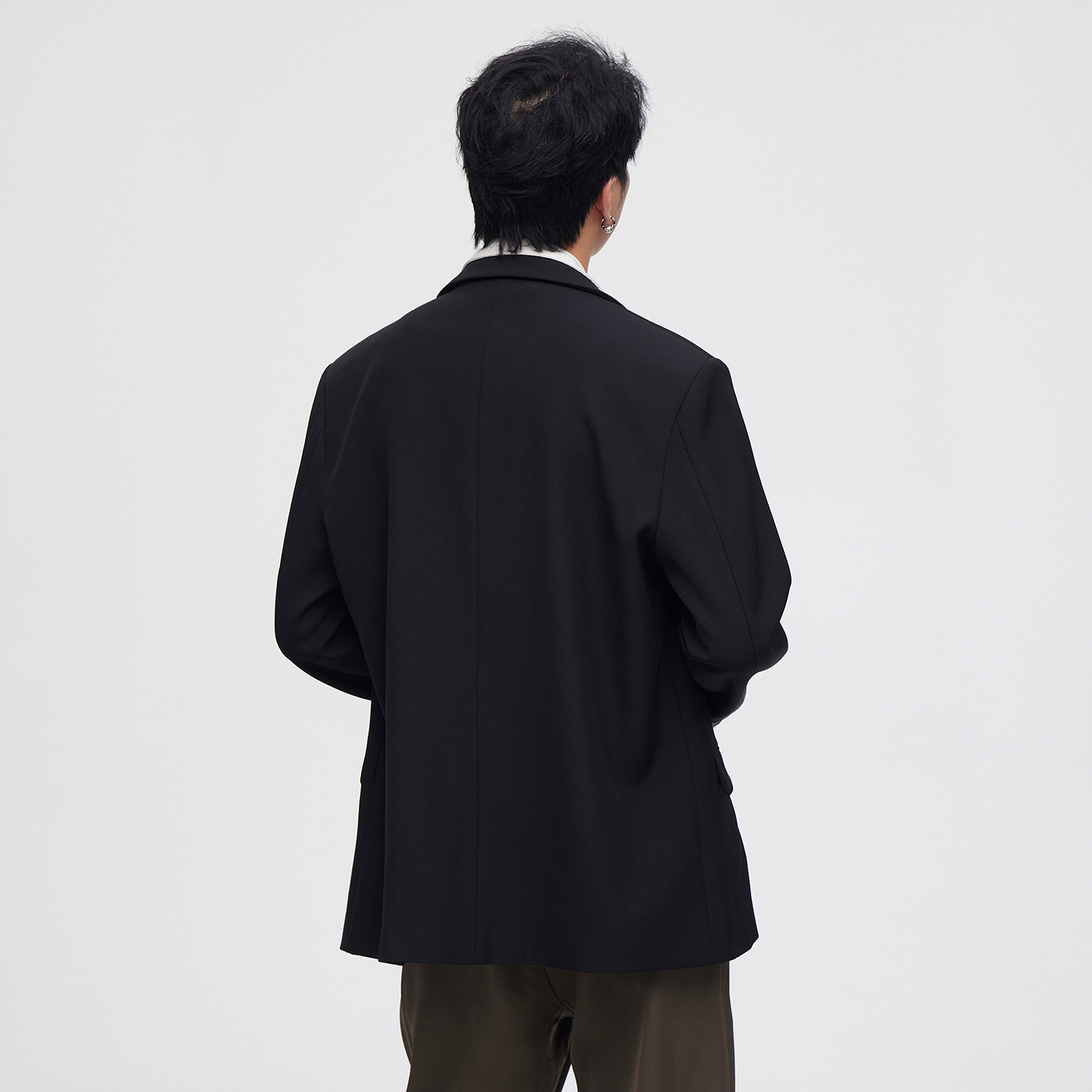 秋季時尚男士商務休閒外套寬鬆高級翻領雙排扣西裝