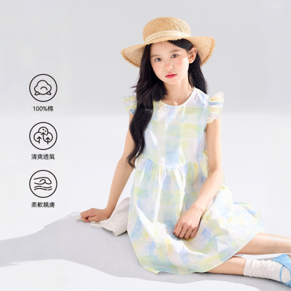 女童艾莎公主裙純棉透氣兒童連衣裙2026新款夏裝洋氣裙子