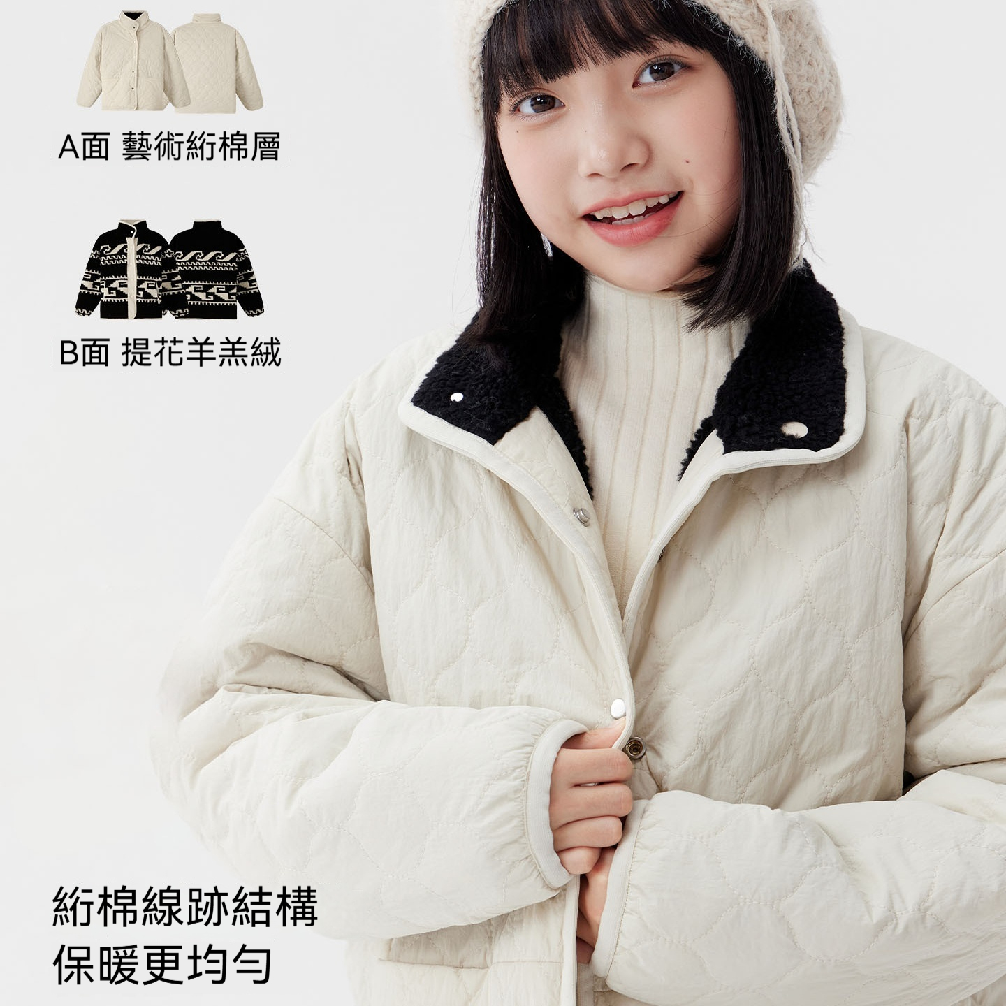 女童羊羔絨外套2026新款秋冬加厚兒童雙面穿棉服女孩大衣