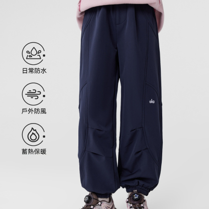女童加絨軟殼工裝褲秋冬加厚2026新款兒童一體絨長褲大童褲子