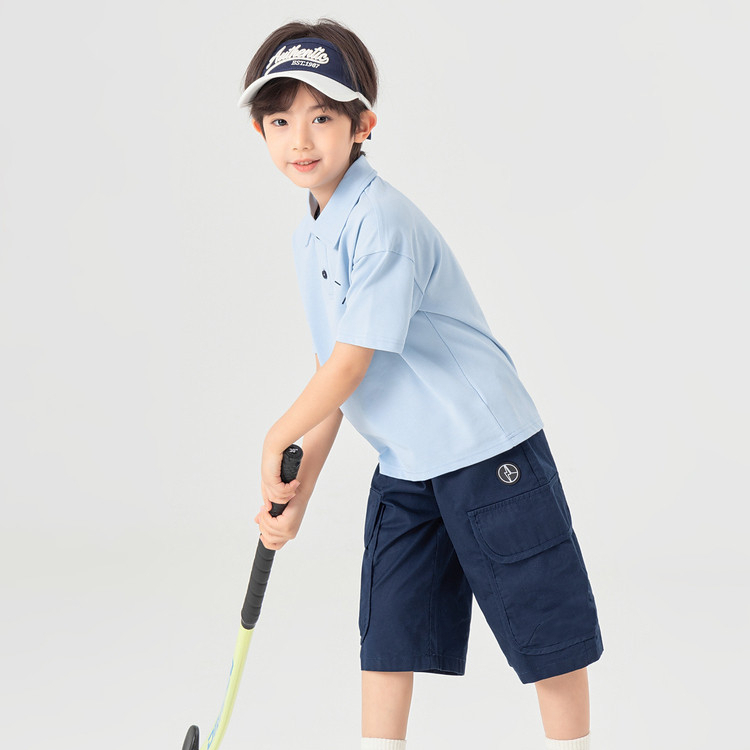 冰感抑菌隨身凉爽男童休閒polo衫夏季簡約刺繡兒童短袖T恤