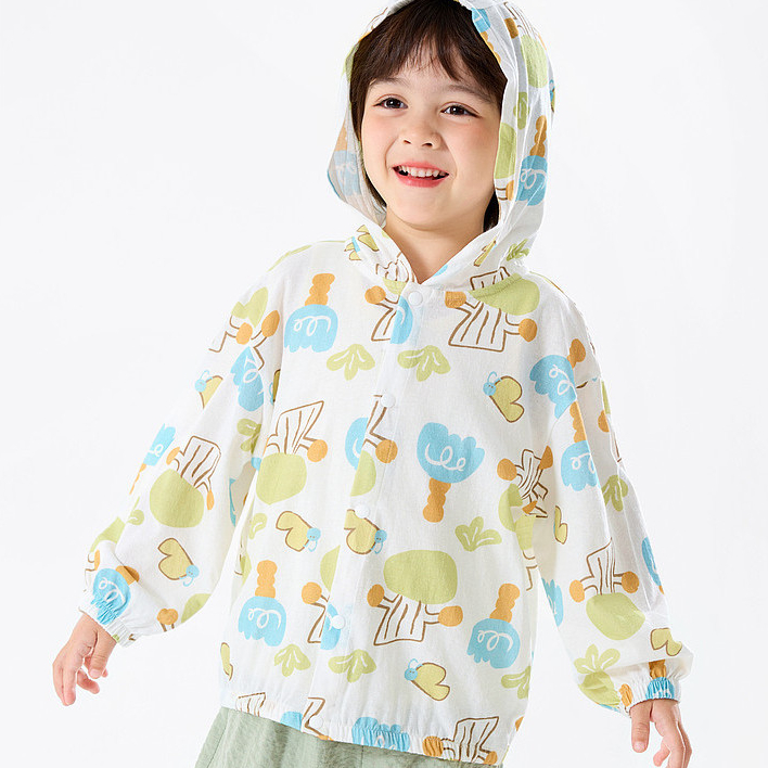 兒童外套男童連帽上衣純棉女童開衫寶寶滿印衣服